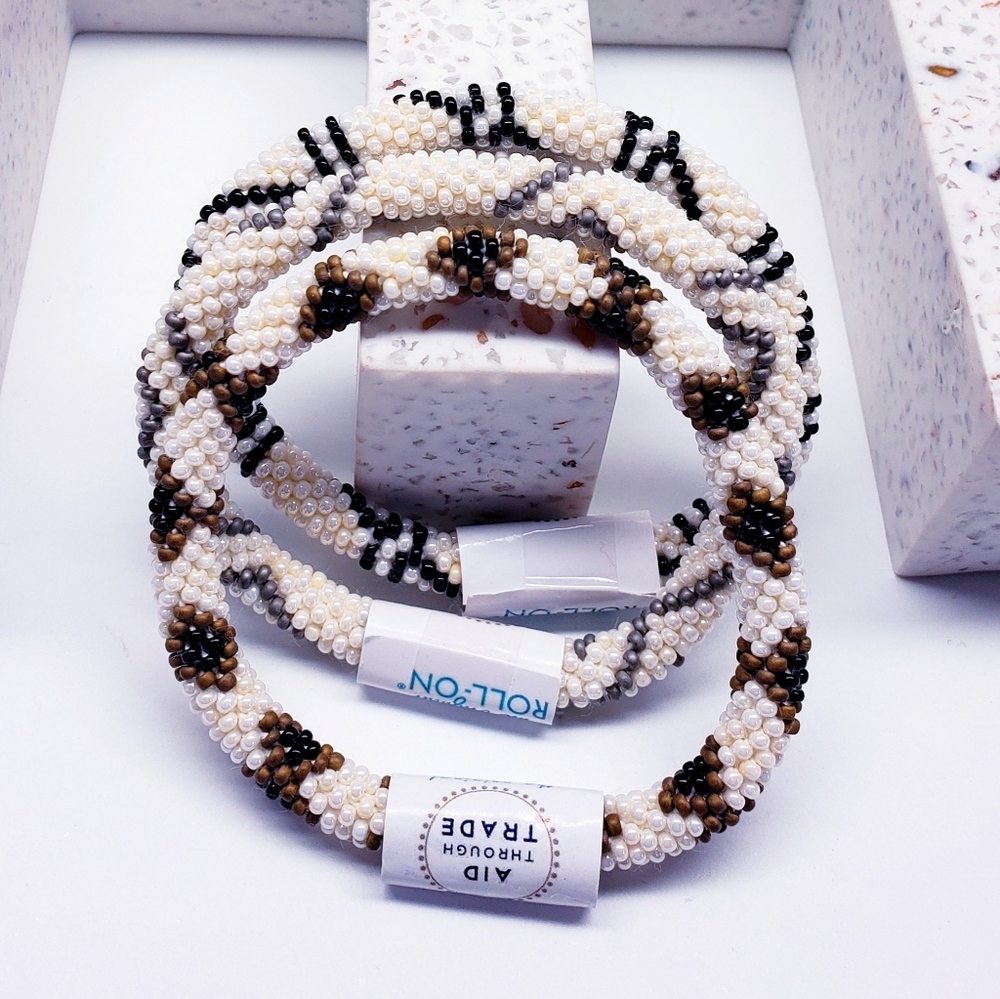 KHAKI-Original Roll-On® Bracelets, 7" round, made in Nepal #3 (3 pieces)